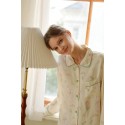 Bamboo Fiber Tulip Print Double Layer Yarn Long Sleeve Women's Pajama Set