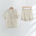 Bamboo Fiber Sleepwear Short Sleeve Shorts Bamboo Print Women's Summer Pajama Set