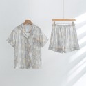 Bamboo Fiber Sleepwear Short Sleeve Shorts Bamboo Print Women's Summer Pajama Set