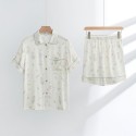 Bamboo Fiber Sleepwear Short Sleeve Shorts Bamboo Print Women's Summer Pajama Set