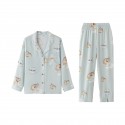 Bamboo Cotton Double Gauze Women's Koala Print Long Sleeve Long Pants Pajama Set