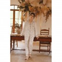 Bamboo cotton double-layer gauze women's flying bird print long-sleeved long pants pajamas set