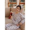 Bamboo Cotton Gauze Women's Home Clothes Cartoon Strap Dog Print Loose Long Sleeve Pajama Set