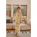 Bamboo Fiber Double-layer Gauze Cartoon Print Lapel Long-sleeved Pants Pajama Set