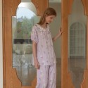 Bamboo Sweet and Cute Double-layer Gauze Rabbit Love Letter Print Pajamas Set Bamboo Fiber Sleepwear