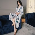 Large Size Women Summer Luxury Three-Quarter Sleeve Long Satin Pajamas