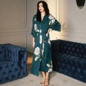 Large Size Women Summer Luxury Three-Quarter Sleeve Long Satin Pajamas