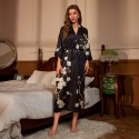 Spring and Autumn Satin Luxury Lace-up Bathrobe and Pajama Set