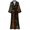 Spring and Autumn Satin Luxury Lace-up Bathrobe and Pajama Set