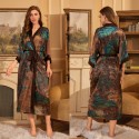 Spring and Autumn Satin Luxury Lace-up Bathrobe and Pajama Set