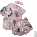 Summer women printed short sleeved stain pajama set