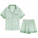 Short sleeved Green leopard print Pajamas sets