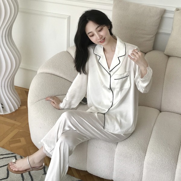 Long sleeve Letter Jacquard Stain Women's Autumn Pajama Set