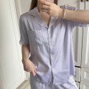 Letter Jacquard Short Sleeve Pants Stain Pajama Set