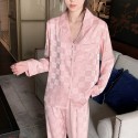 Luxury checkerboard stain jacquard checkered long sleeved pajama set