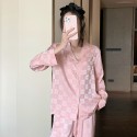 Luxury checkerboard stain jacquard checkered long sleeved pajama set