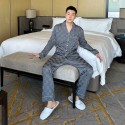 Long sleeved mens checkerboard stain jacquard checkered pajama set