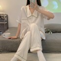 Stain Short-Sleeved Three-Piece Pajama Set | Luxurious Sleepwear