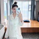 women's long sleeved stain sleepwear sets