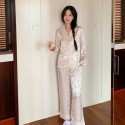 long sleeve Women's butterfly jacquard stain two-piece pajama set