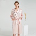 19mm Thick Real Silk Lapel Open Pocket Nightgown, Women's 100% Silk Light Pink Sleepwear