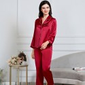 19mm High Density 100% Mulberry Silk Home Wear V-Neck Top And Pants, Women's Solid Color Pajamas Sets