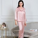 19mm High Density 100% Mulberry Silk Home Wear V-Neck Top And Pants, Women's Solid Color Pajamas Sets