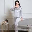 19mm High Density 100% Mulberry Silk Home Wear V-Neck Top And Pants, Women's Solid Color Pajamas Sets