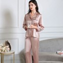 19mm High Density 100% Mulberry Silk Home Wear V-Neck Top And Pants, Women's Solid Color Pajamas Sets