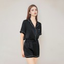 Summer New Women's 100% Silk Short Sleeved Pajamas Shorts Silk Home Suit Set