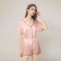 Summer New Women's 100% Silk Short Sleeved Pajamas Shorts Silk Home Suit Set