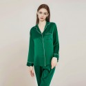 Solid Silk Sleepwear Women's Long Sleeved Pants 100% Mulberry Silk Home Clothes Set